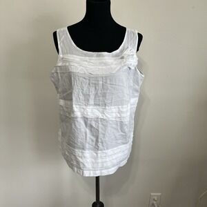 Talbots White Cotton Sleeveless Tiered Tank Top Shirt‎ Blouse Womens size 14W